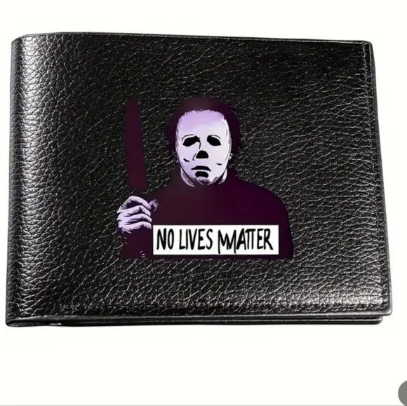❗️SOLD❗️🆕️Black Leather Wallet with Horror Graphic - Picture 1 of 5